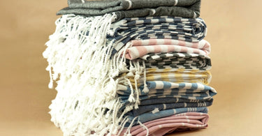 Stack of Colorful Striped Turkish Towels