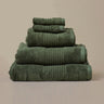 Khaki green eco friendly bamboo towel bale - face cloths, hand towel, bath towel, and bath sheet.